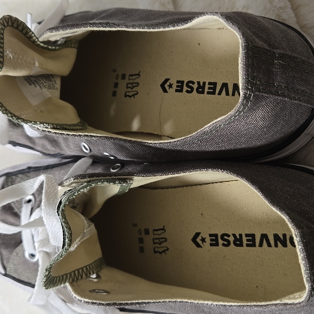 Convere Gray/Green Low Tops Size 11.5 - Picture 6 of 7